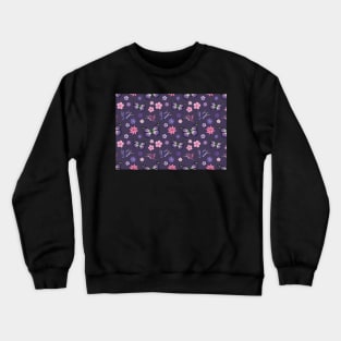 Anime Butterfly Girl Loves To Be in Nature Butterfly Girl in Purple Crewneck Sweatshirt